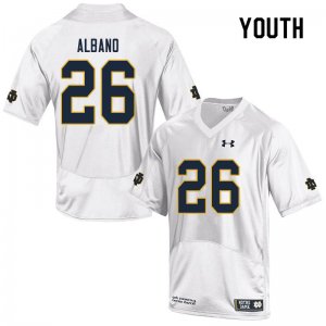 Notre Dame Fighting Irish Youth Leo Albano #26 White Under Armour Authentic Stitched College NCAA Football Jersey JIW3399QD